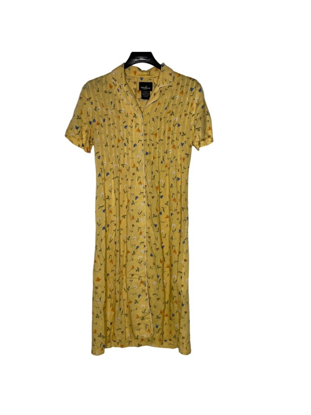 Vintage Floral Pleated Pintuck Midi Dress Sz 8 PET Modest Country Cottage Floral